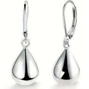 925 Sterling Silver - Teardrop - Shaped Polished Dangle Earrings